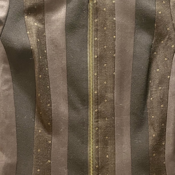 John Galliano blazer - lined- striped mixed pattern - gold zipper- pinched waist - Picture 8 of 13